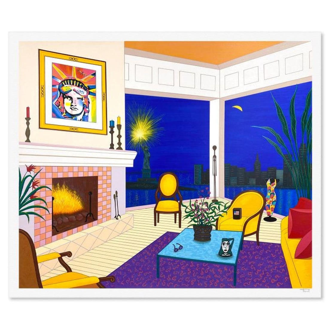 Fanch Ledan, "Liberty Interior" Limited Edition Serigraph, EA Numbered and Hand Signed with Letter: Liberty Interior is a limited edition serigraph on paper by Fanch, EA numbered and hand signed by the artist. Includes Letter of Authenticity. Measures approx. 34" x 40" (border), 31" x 37" (image). T