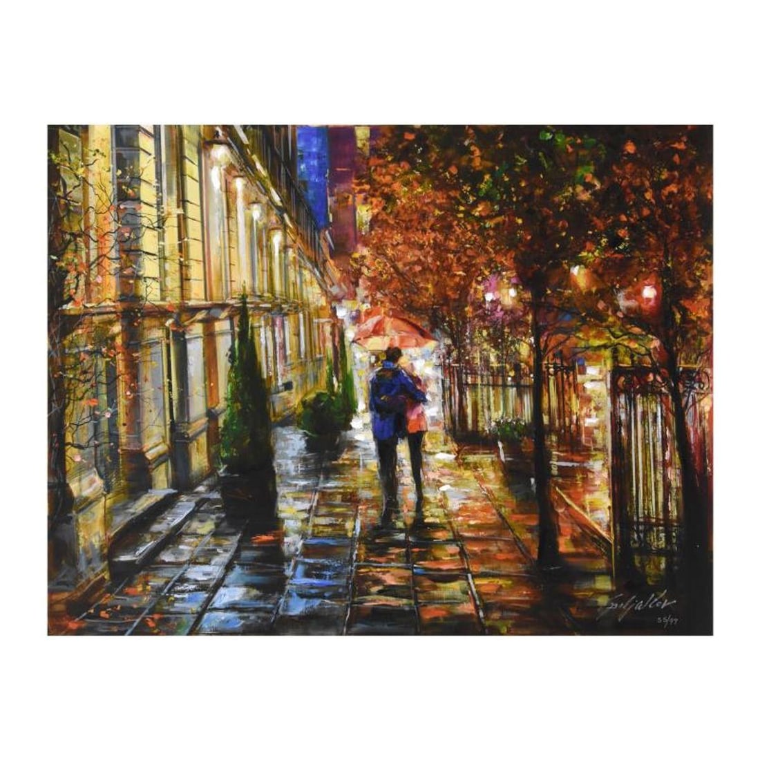 Vadik Suljakov, "Together Stroll" Hand Embellished Limited Edition on Canvas, Numbered and Hand: Together Stroll is a hand embellished limited edition giclee on canvas by Vadik Suljakov, numbered and hand signed by the artist. Includes Certificate of Authenticity. Measures approx. 26" x 20" (imag