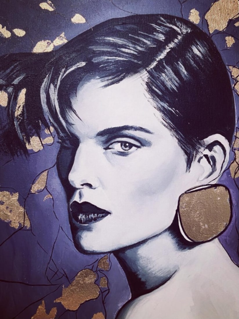 Sylvia Cohen- Original painting on canvas with gold leaf: Artist: Sylvia Cohen. Medium: Original painting on canvas with gold leaf. Size: 12" x 16". Signature: Signed. Reference#: 25035.