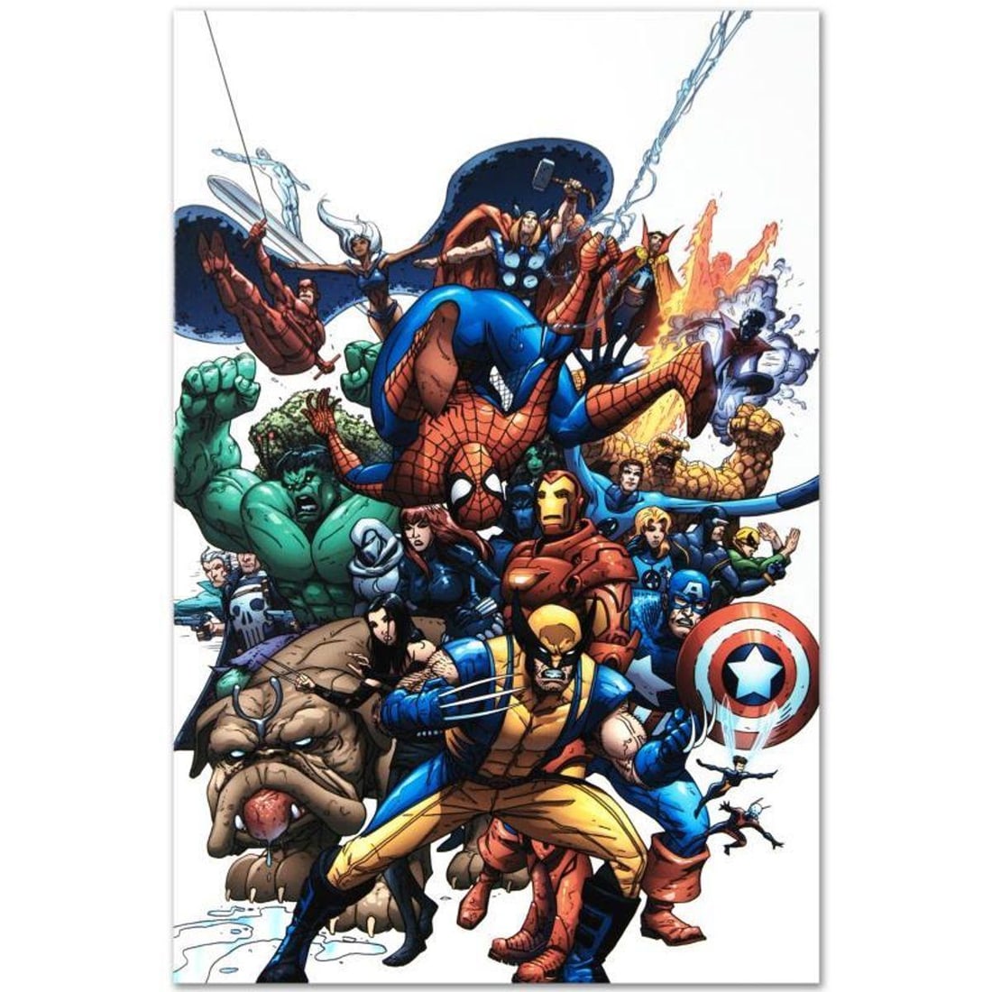 Marvel Comics "Marvel Team Up #1" Numbered Limited Edition Giclee on Canvas by Scott Kolins with: A piece of comic book history, this limited edition, from original art by Scott Kolins, depicts the heroic Spider-Man, Wolverine The Hulk and others. Kolins' interest in drawing and comics began when