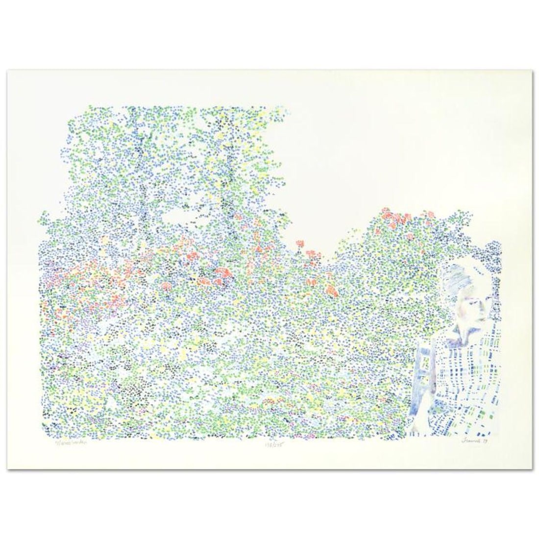 Traudi Flaxman, "Marie's Garden" Limited Edition Lithograph, Numbered and Hand Signed by the Artist.: Marie's Garden is a limited edition lithograph on paper by Traudi Flaxman, numbered and hand signed by the artist! Measures approx. 28.5" x 21.5" (with border); 25" x 18" (image). ** Please note: ther