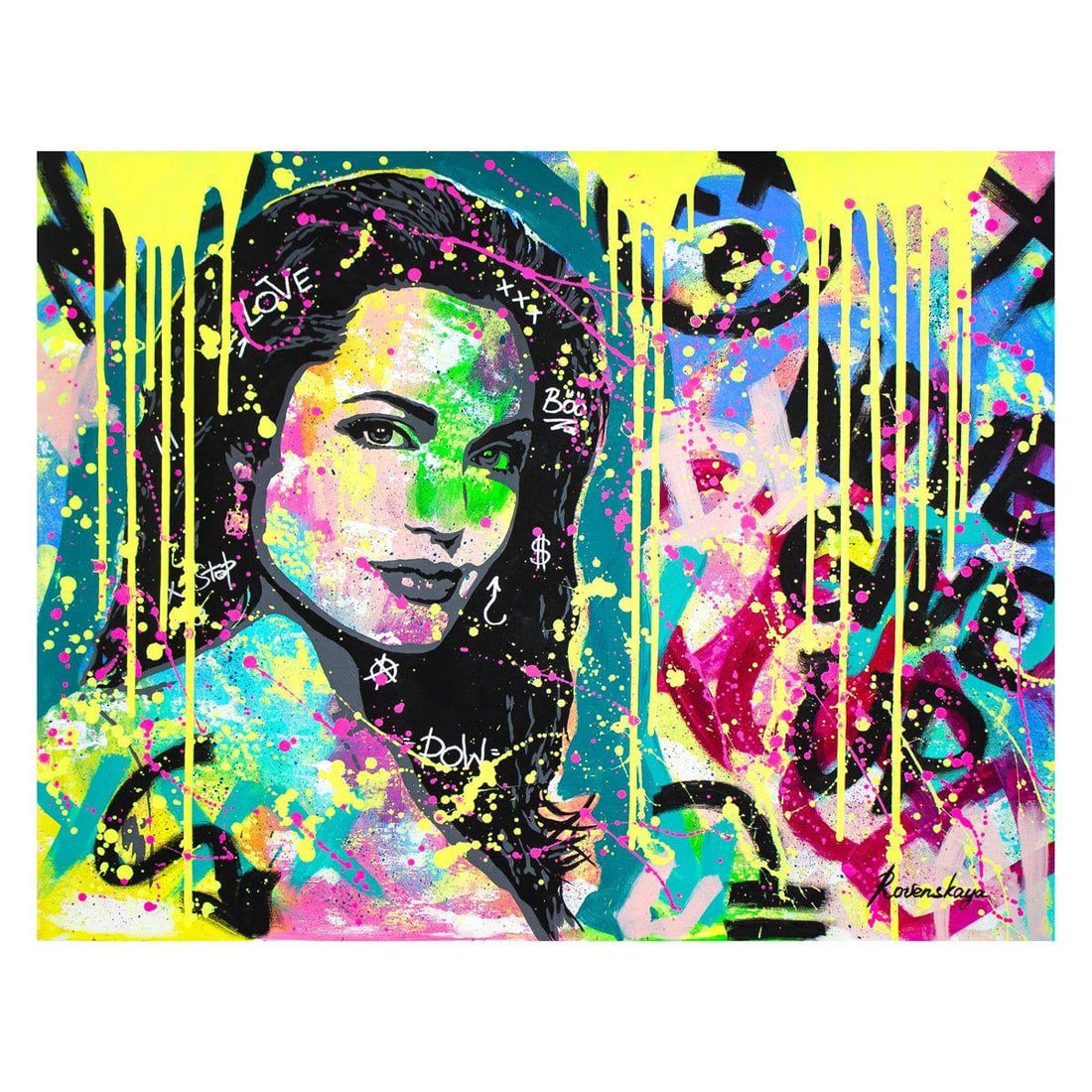 Nastya Rovenskaya- Original Oil on Canvas "She Never Gives Up": Artist: Nastya Rovenskaya. Medium: Original Oil on Canvas. Title: She Never Gives Up. Size: 24" x 30". Signature: Hand Signed by the artist. Certificate of Authenticity: From the publisher. Reference#