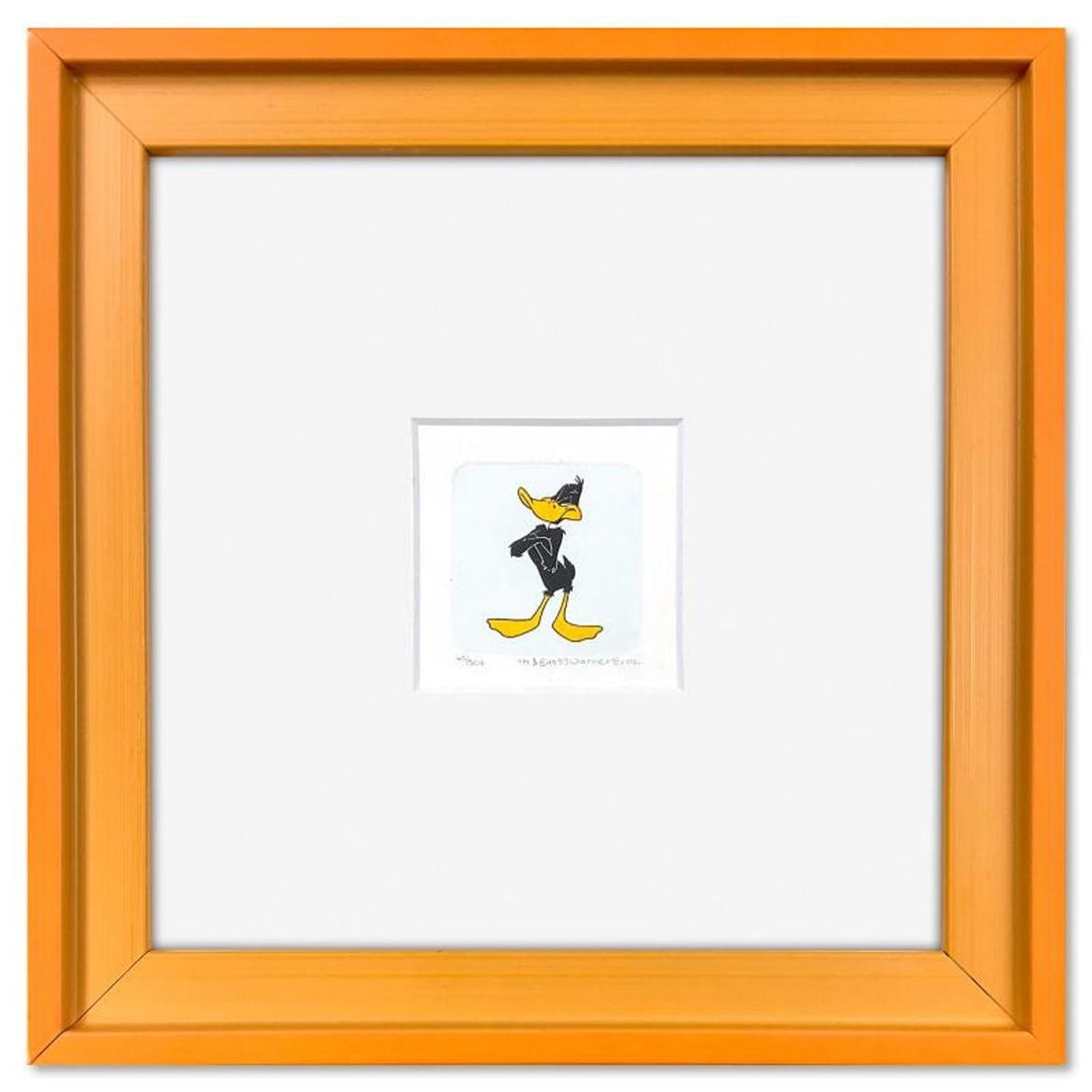 Daffy Duck (Arms Crossed) Framed Limited Edition Etching with Hand Tinted Color from Warner Bros.,: Daffy Duck (Arms Crossed) is a limited edition etching on paper with hand tinted coloring from Warner Bros., numbered and dated 1999. This piece comes framed. Measures approx. 9" x 9" (frame), 1.5" x