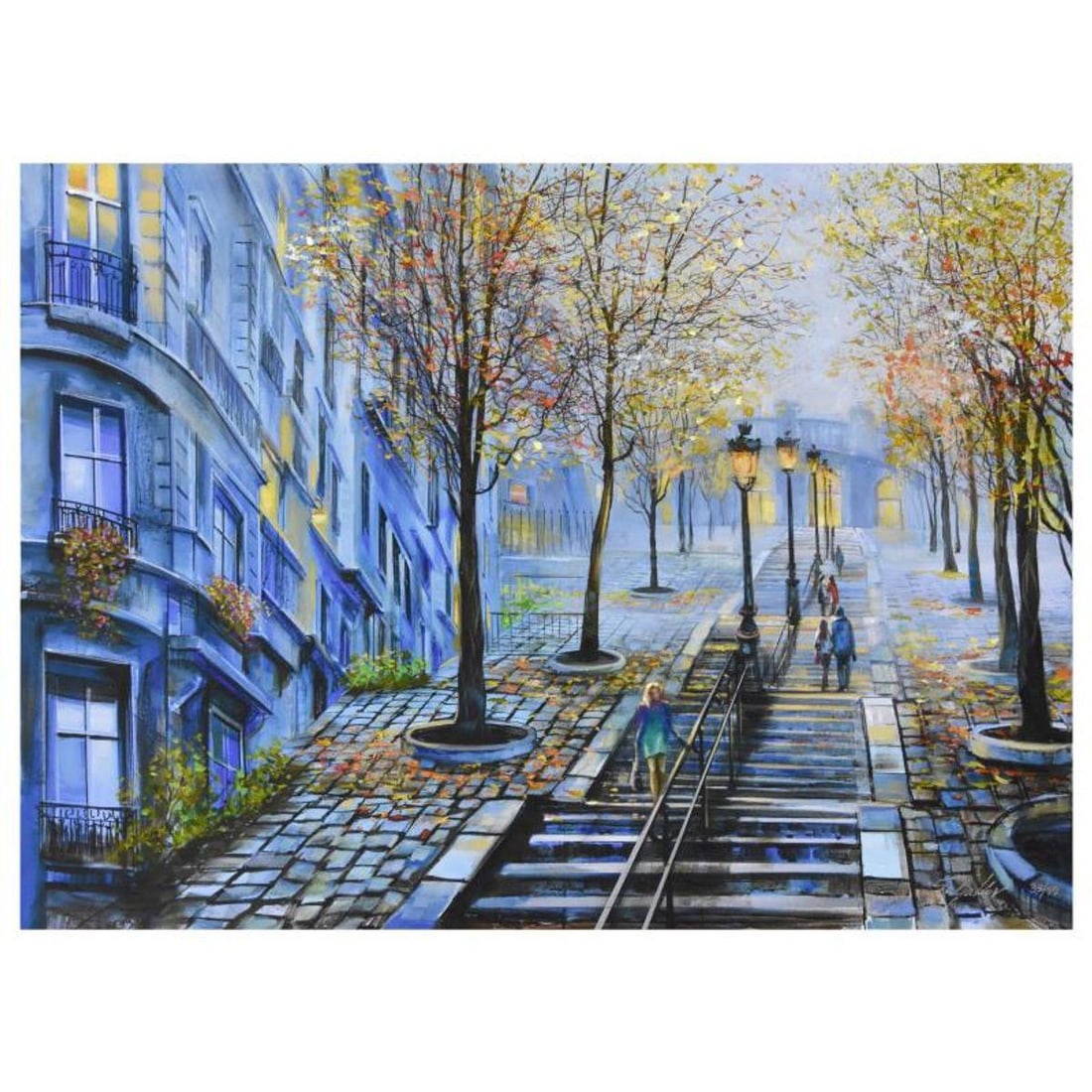 Vadik Suljakov, "Steps Near Montmartre" Hand Embellished Limited Edition on Canvas, Numbered and: Steps Near Montmartre is a hand embellished limited edition giclee on canvas by Vadik Suljakov, numbered and hand signed by the artist. Includes Certificate of Authenticity. Measures approx. 30" x 22"
