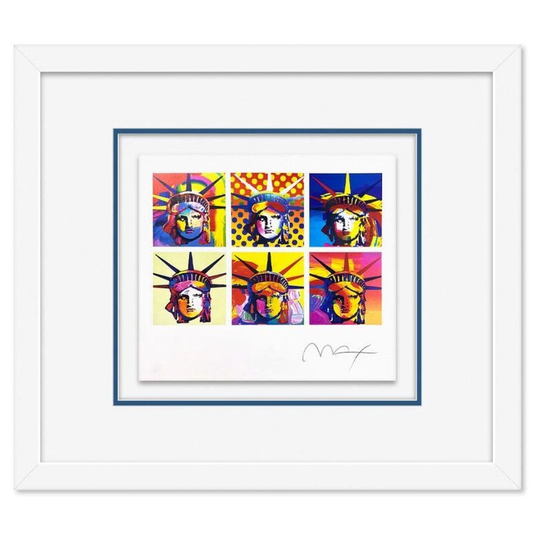 Peter Max, "Six Liberties" Framed Limited Edition Lithograph, Numbered and Hand Signed with: Six Liberties is a limited edition lithograph on paper by Peter Max, numbered and hand signed by the artist. This piece comes framed. Includes Certificate of Authenticity from Peter Max Studios. Measu