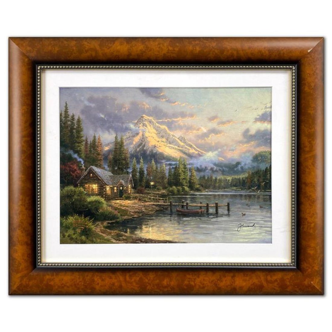 Thomas Kinkade (1958-2012), "Lakeside Hideaway" Framed Limited Edition Lithograph, Numbered and (1 of 2)
