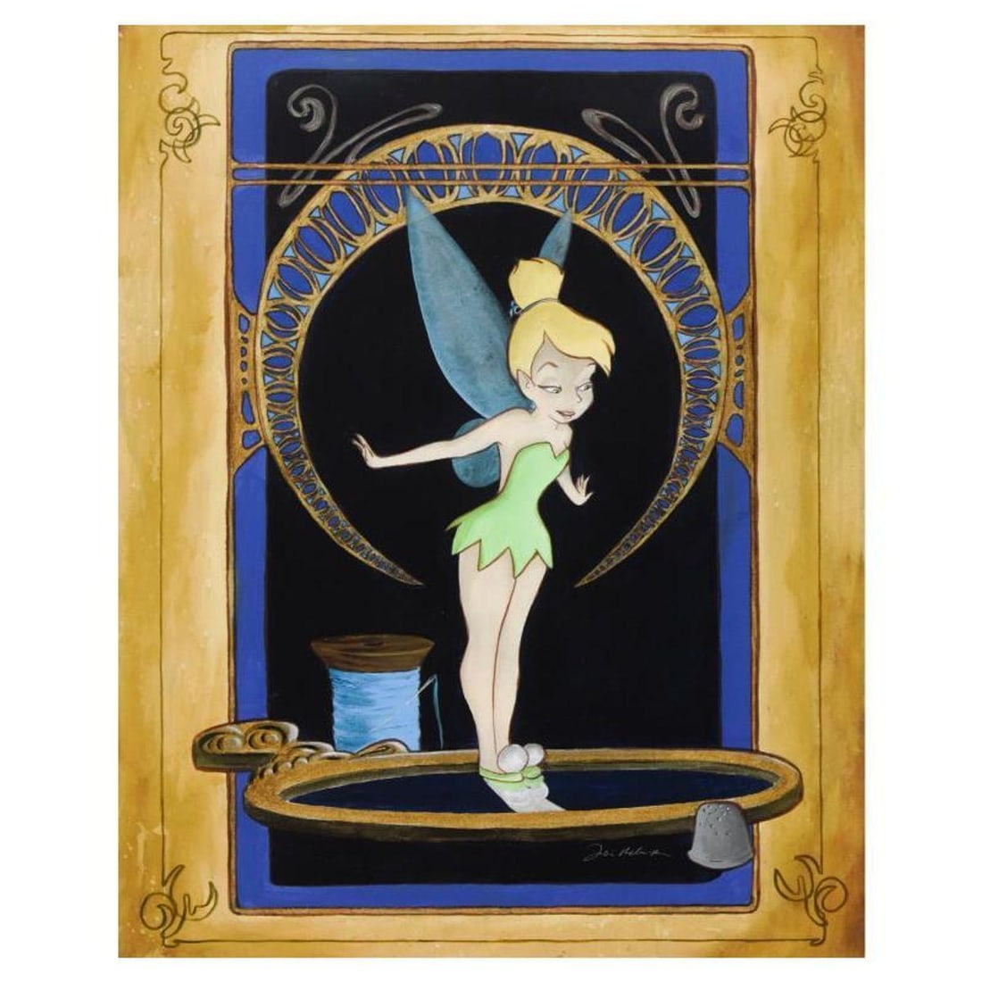 Tricia Buchanan-Benson, "Tink's Reflection" Limited Edition on Gallery Wrapped Canvas from Disney: Tink's Reflection is a limited edition giclee on canvas by Tricia Buchanan-Benson, numbered and hand signed by the artist. This piece is licensed by Disney Fine Art. This piece come gallery wrapped. I