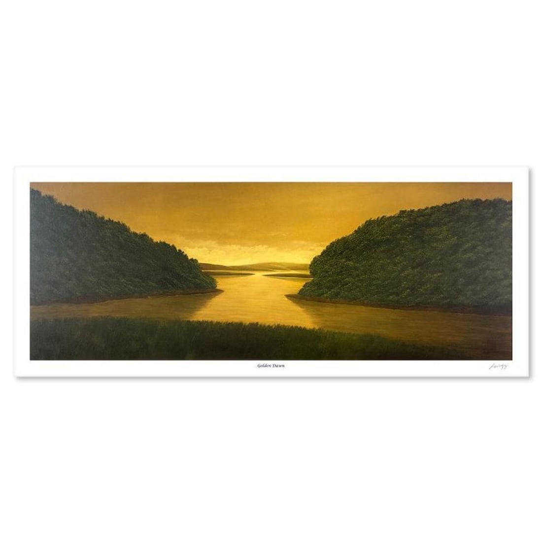 Steven Lavaggi, "Golden Dawn" Limited Edition Lithograph, Numbered and Hand Signed with Letter of: Golden Dawn is a limited edition lithograph on paper by Steven Lavaggi, numbered and hand signed by the artist. Includes Letter of Authenticity. Measures approx. 20" x 10" (border), 16" x 6" (image).