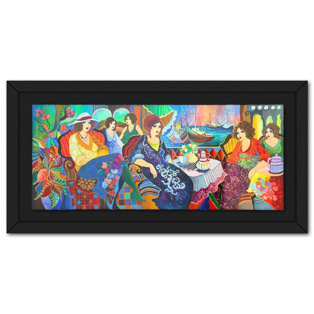 Patricia Govezensky- Original Watercolor "Vibrant Rhythms": Artist: Patricia Govezensky. Medium: Original Watercolor. Title: Vibrant Rhythms. Size: 22" x 52". Measures approx. 31" x 61" (framed). Signature: Hand Signed by the artist. Certificate of Authenticit