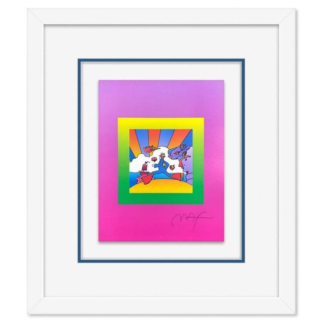 Peter Max, "Cosmic Runner on Blends" Framed Limited Edition Lithograph, Numbered and Hand Signed: Cosmic Runner on Blends is a limited edition lithograph on paper by Peter Max, numbered and hand signed by the artist. This piece comes framed. Includes Certificate of Authenticity from Peter Max Stud