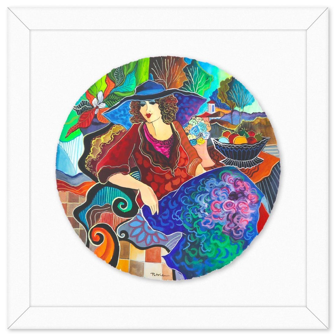 Patricia Govezensky- Original Watercolor "Abstract Memories": Artist: Patricia Govezensky. Medium: Original Watercolor. Title: Abstract Memories. Size: 16" x 16". Measures approx. 23" x 23" (framed). Signature: Hand signed. Certificate of Authenticity: Is includ