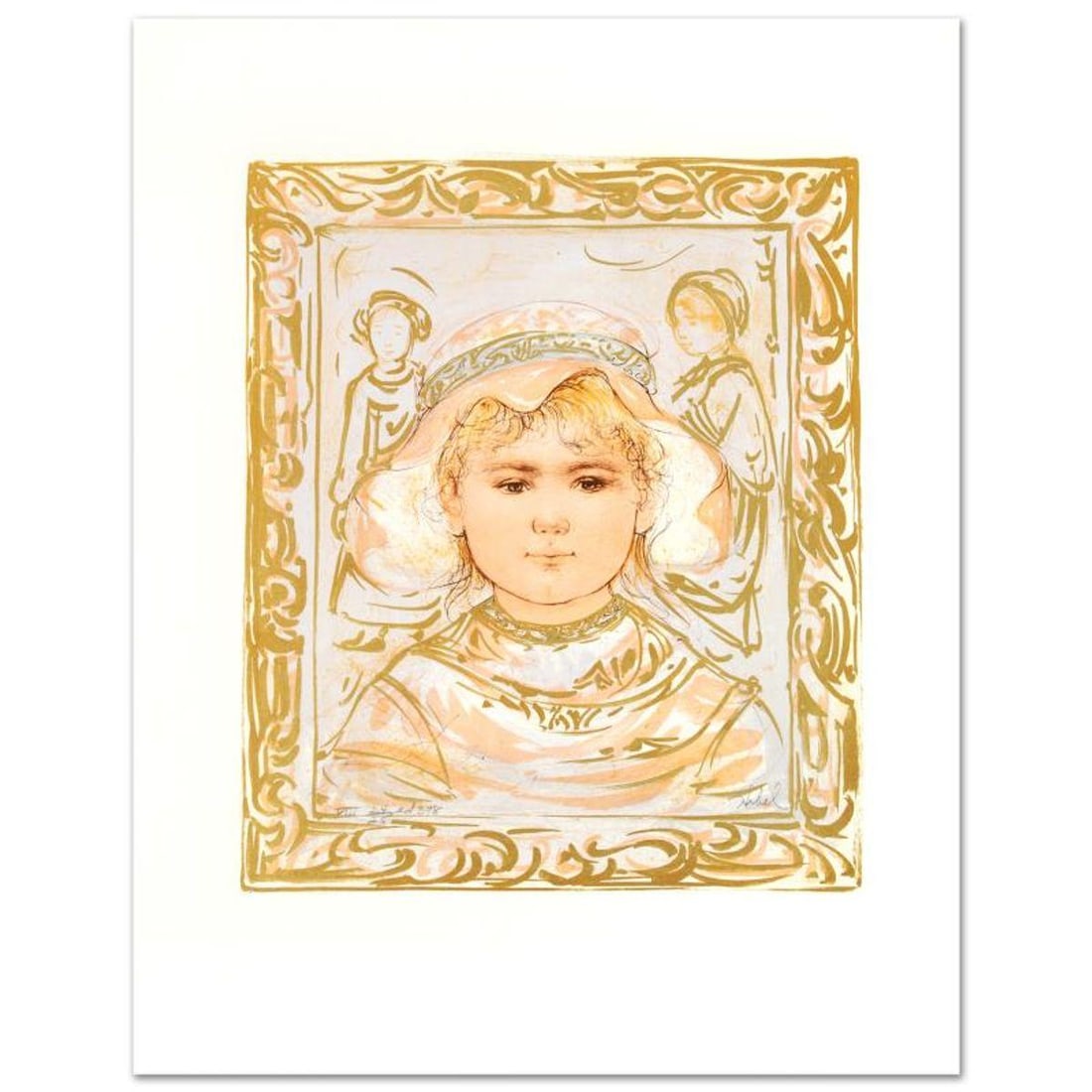 Martha Limited Edition Lithograph by Edna Hibel (1917-2014), Numbered and Hand Signed with: Martha is a limited edition lithograph on paper, numbered and hand signed by Edna Hibel (1917-2014). Includes Certificate of Authenticity! Measures approx. 18" x 22.5" (with border), 13" x 15.5" (imag