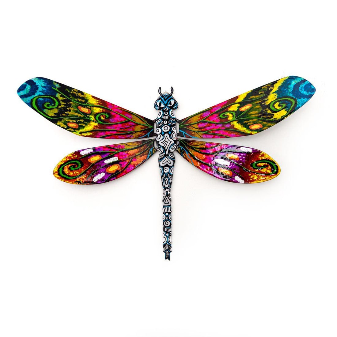 Patricia Govezensky- Original Painting on Cutout Steel "Dragonfly": Artist: Patricia Govezensky. Medium: Original Painting on Cutout Steel. Title: Dragonfly. Size: 7.5" x 12". Signature: Hand Signed by the artist. Certificate of Authenticity: From the publisher. Refer