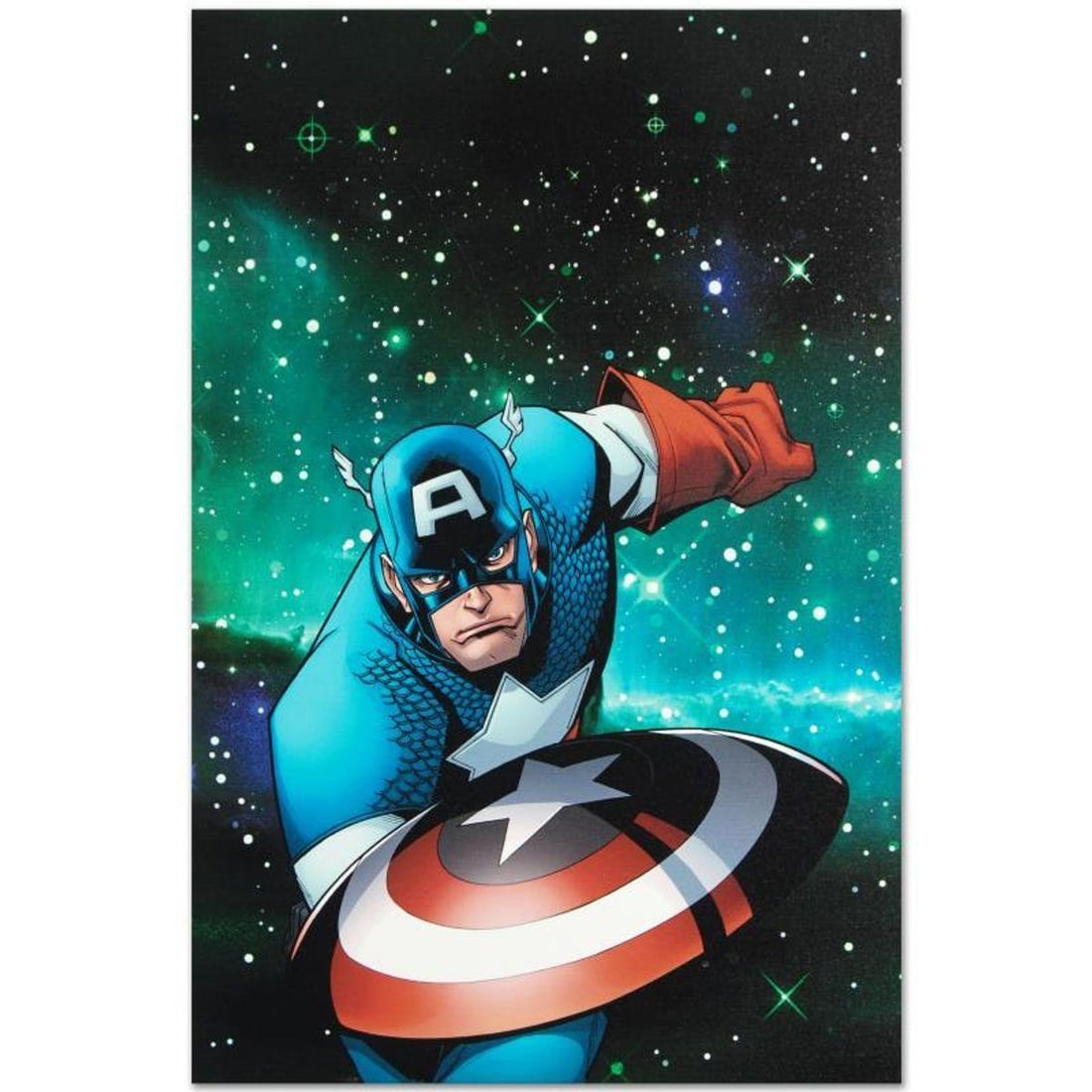 Marvel Comics "Captain America and the Korvac Saga #1" Numbered Limited Edition Giclee on Canvas by: A piece of comic book history, this limited edition, from original art by Craig Rousseau, depicts the heroic Captain America. Known for his work for both Marvel and DC Comics, Craig Rousseau has drawn