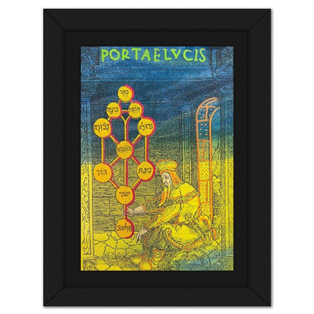 Steve Kaufman (1960-2010), "Kabbalah" Framed Hand Embellished Limited Edition Silscreen, Numbered: Kabbalah is a hand embellished limited edition silkscreen on canvas by Andy Warhol protege, Steve Kaufman (1960-2010), numbered 11/50 inverso and hand signed by the artist. This piece comes custom fra