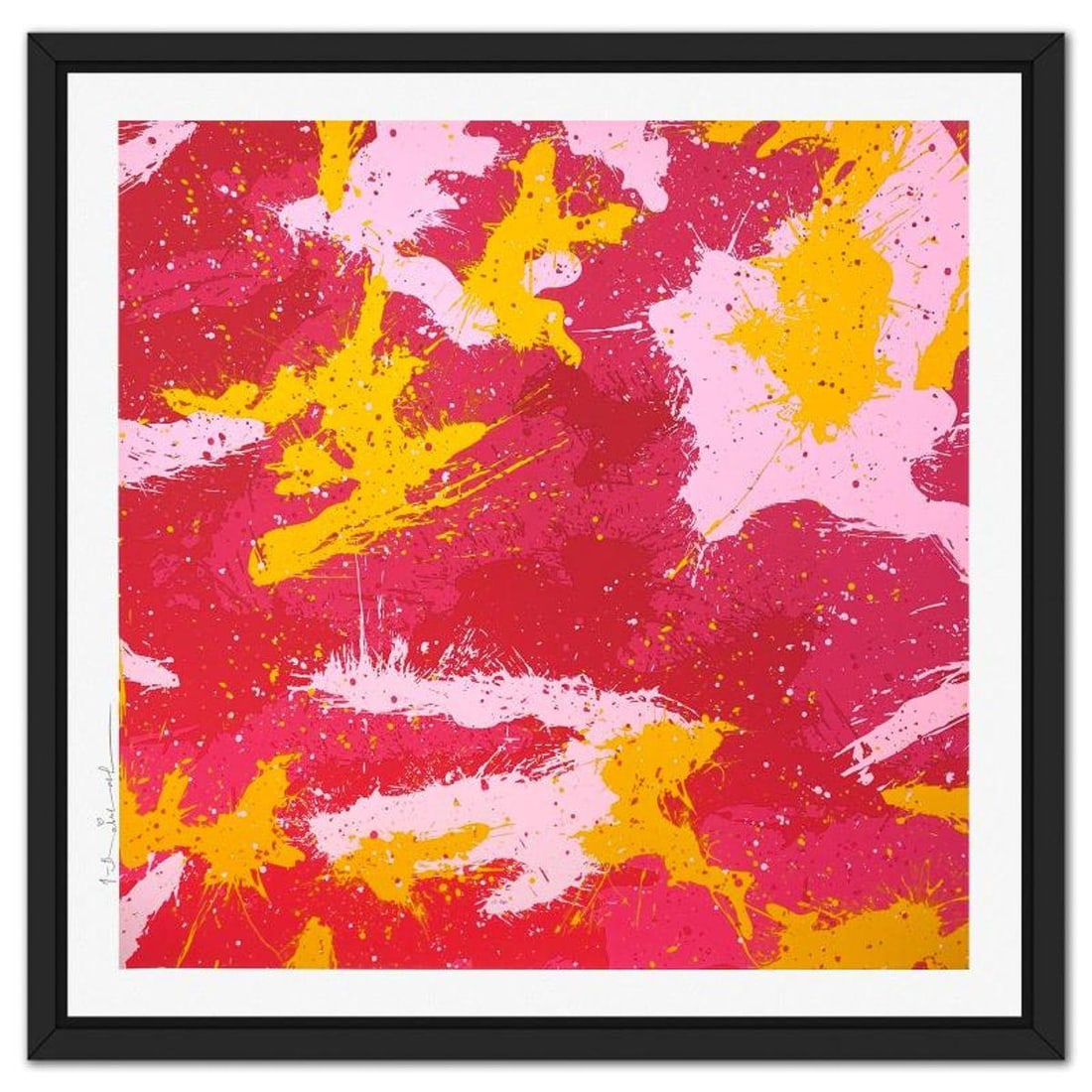 Mr. Brainwash, "Camo Splash F" Framed Limited Edition Silk Screen, Hand Signed with Certificate of: Camo Splash F is a limited edition silk screen print on paper by Mr Brainwash, hand signed and thumb-printed by the artist. The piece comes custom framed with a Certificate of Authenticity. Measures a