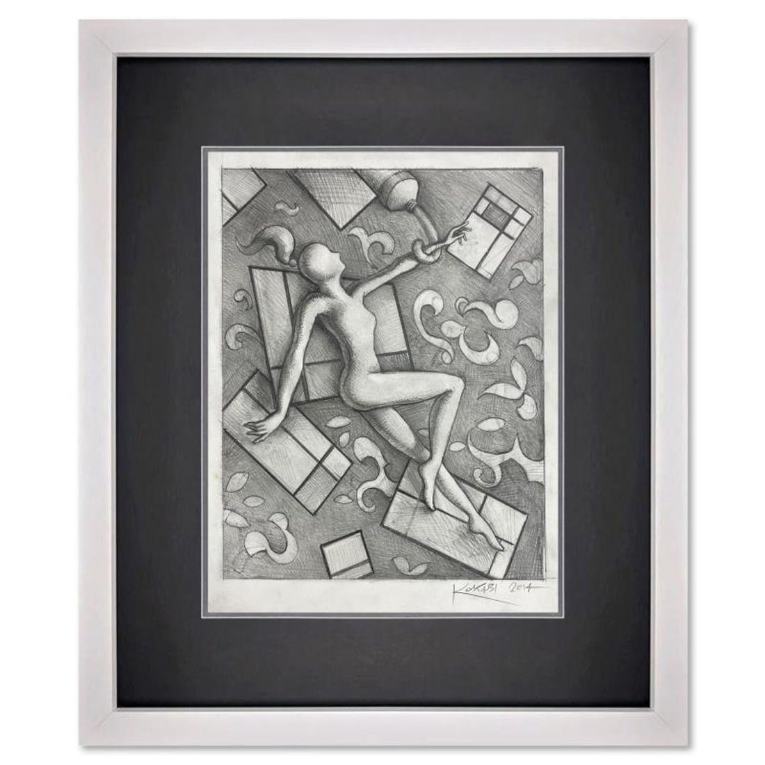 Mark Kostabi, "The Muse of Modernism" Framed Original Drawing on Paper, Hand Signed with Certificate: The Muse of Modernism is an original drawing on paper by Mark Kostabi, hand signed by the artist. This piece comes custom framed. Includes Certificate of Authenticity. Measures approx. 19" x 16.5" (fr