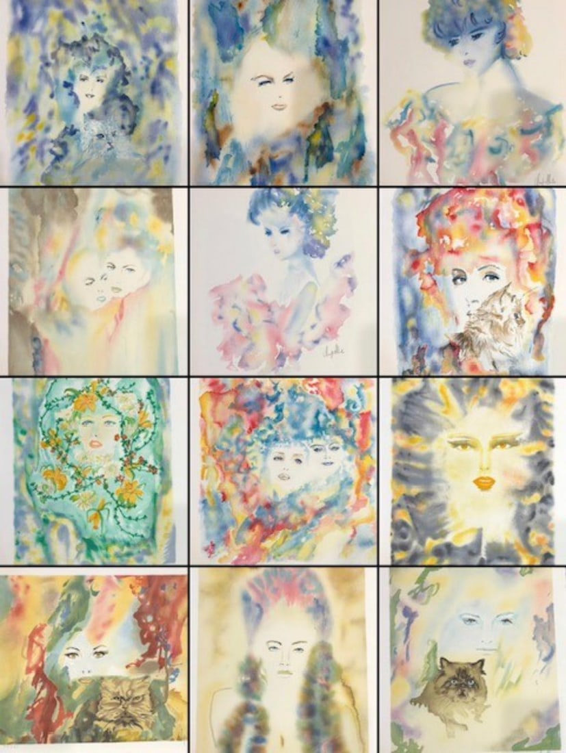 Cecile Chapellier- Complete suite of 12 Lithographs on paper: Artist: Cecile Chapellier. Medium: Complete suite of 12 Lithographs on paper . Size: 12" x 16". Signature: Signed and numbered. Certificate of Authenticity: Is included. Reference#: 25195.