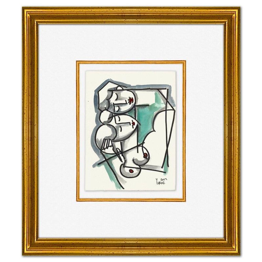 Yuroz, Framed Original Painting, Hand Signed with Letter of Authenticity.: This is an original painting on paper by Yuroz, hand signed by the artist. This piece comes custom framed on linen. Includes Letter of Authenticity. Measures approx. 16" x 14" (frame), 8" x 6" (image)