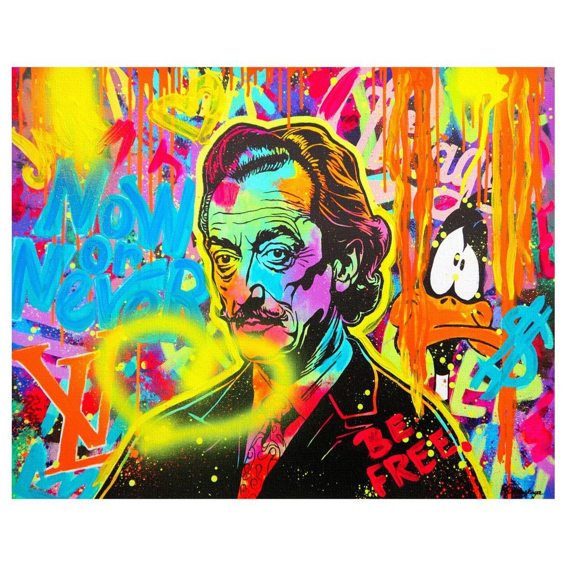 Nastya Rovenskaya- Mixed Media on Canvas "Street Prophet": Artist: Nastya Rovenskaya. Medium: Mixed Media on Canvas. Title: Street Prophet. Size: 16" x 20". Signature: Hand Signed. Certificate of Authenticity: Is included. Reference#: 30195.