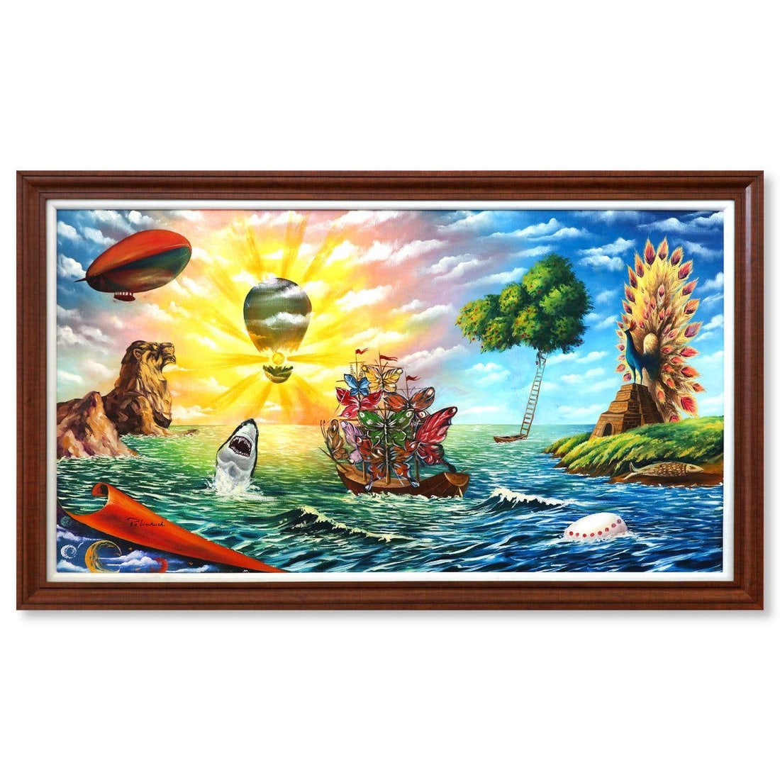 Eugene Poliarush- Original Oil on Canvas "La La Land": Artist: Eugene Poliarush. Medium: Original Oil on Canvas. Title: La La Land. Size: 23" x 42". Measures approx. 28" x 48" (framed). Signature: Hand signed. Certificate of Authenticity: Is included. Ref