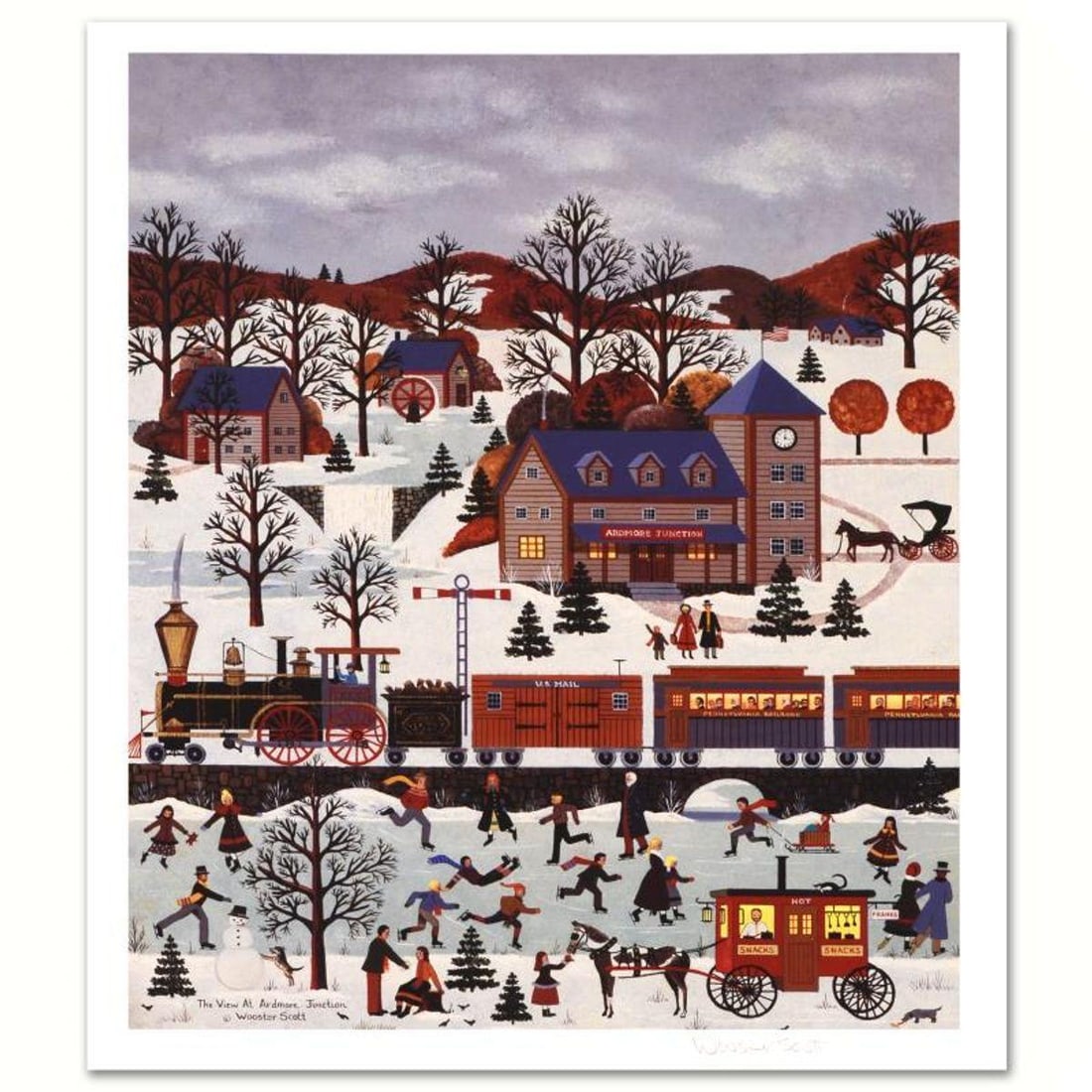 Jane Wooster Scott, "The View at Ardmore Junction" Hand Signed Limited Edition Lithograph with: The View at Ardmore Junction is a limited edition lithograph on paper by Jane Wooster Scott. The piece is hand signed and numbered and comes with a letter of authenticity. Measures approx. 13.5" x 16.