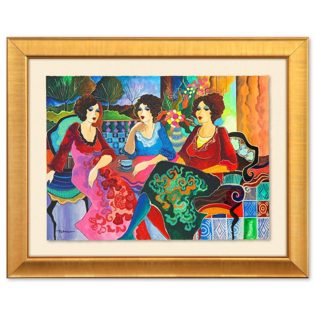 Patricia Govezensky- Original Watercolor on Paper "Palette of Passions": Artist: Patricia Govezensky. Medium: Original Watercolor on Paper. Title: Palette of Passions. Size: 22" x 30". Measures approx. 33" x 41" (framed). Signature: Hand signed. Certificate of Authenticity