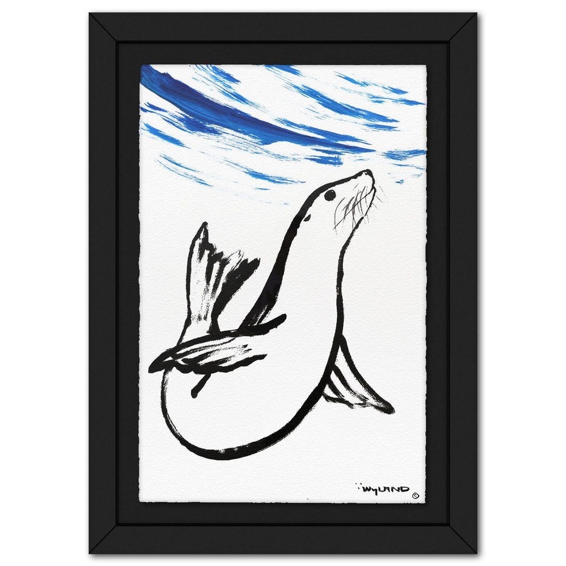 Wyland- Original Sumi Ink Painting "Seal": Artist: Wyland. Medium: Original Sumi Ink Painting. Title: Seal. Size: 40" x 26". Measures approx. 49" x 35" (framed). Signature: Hand signed by the artist. Certificate of Authenticity: Is included. R