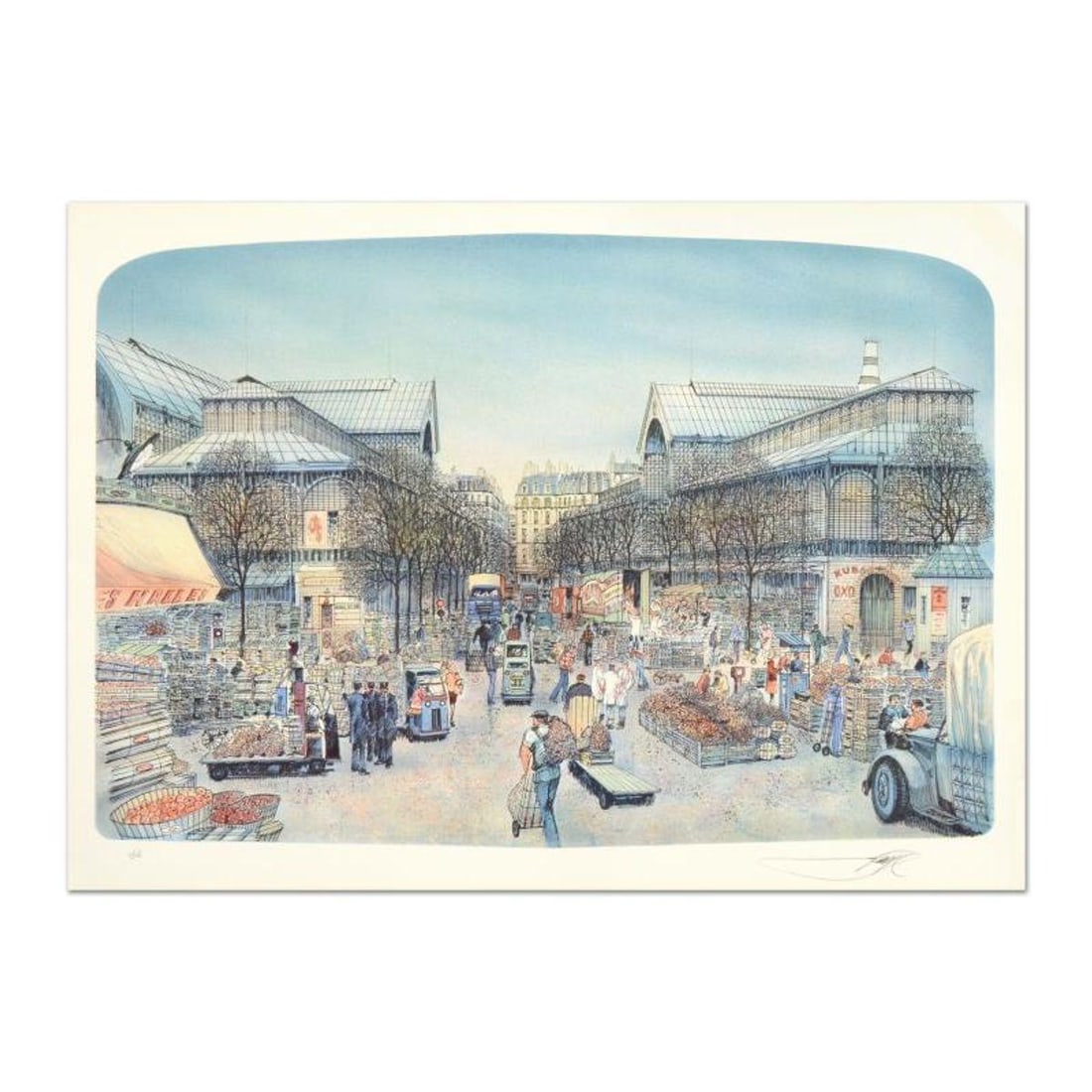 Rolf Rafflewski, "Les Halles" Limited Edition Lithograph, Numbered and Hand Signed.: Les Halles is a limited edition lithograph on paper by Rolf Rafflewski, numbered and hand signed by the artist! Measures approx. 29.5" x 21.5" (border). 27" x 19" (image). Reference#: 93278.