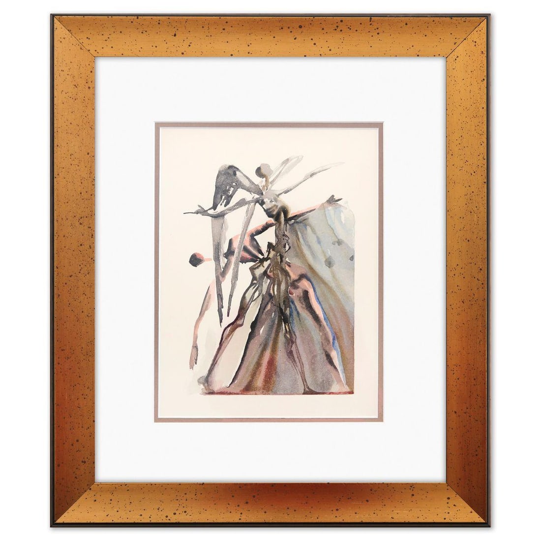 Salvador Dali- Original Color Woodcut on B.F.K. Rives Paper "Purgatory 4": Artist: Salvador Dali. Medium: Original Color Woodcut on B.F.K. Rives Paper. Title: Purgatory 4. Size: 13" x 10". Measures approx. 20" x 17" (framed). Certificate of Authenticity: Is included. Additio