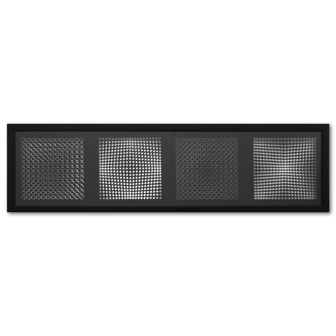 Victor Vasarely (1908-1997)- Mixed Media "Serie Cinetique: Trois Dimensions de l'Optique": Artist: Victor Vasarely (1908-1997). Medium: Mixed Media. Title: Serie Cinetique: Trois Dimensions de l'Optique. Size: 10" x 42". Measures approx. 12" x 44" (framed). Certificate of Authenticity: Is i