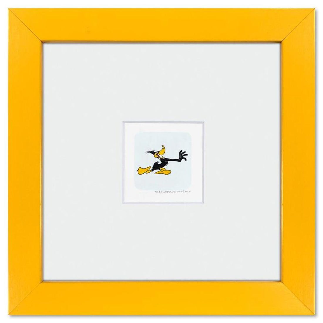 Daffy Duck Framed Limited Edition Etching with Hand Tinted Color from Warner Bros., Numbered with: Daffy Duck is a limited edition etching on paper with hand tinted coloring from Warner Bros., numbered and dated 1999. This piece comes framed. Measures approx. 9" x 9" (frame), 1" x 1.5" (image). Ref