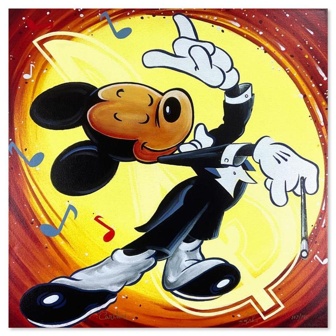 Trevor Carlton & Stephen Reis, "Maestro Mickey" Limited Edition on Gallery Wrapped Canvas from: Maestro Mickey is a limited edition giclee on canvas by Trevor Carlton & Stephen Reis, numbered and hand signed by the by both artists. This piece is licensed by Disney Fine Art. This piece comes gall