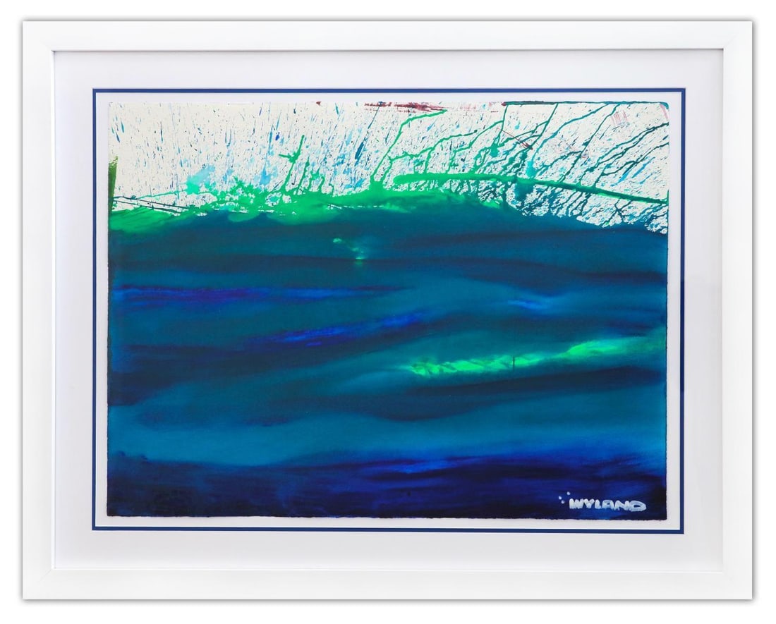 Wyland- Original Watercolor Painting on Deckle Edge Paper "Abstract": Artist: Wyland. Medium: Original Watercolor Painting on Deckle Edge Paper. Title: Abstract. Size: 22" x 30". Measures approx. 31" x 39" (framed). Signature: Hand Signed by the artist. Certificate of A