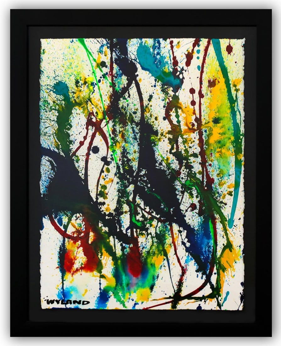 Wyland- Original Watercolor Painting on Deckle Edge Paper "Abstract": Artist: Wyland. Medium: Original Watercolor Painting on Deckle Edge Paper. Title: Abstract. Size: 30" x 22". Measures approx. 37" x 29" (framed). Signature: Hand Signed by the artist. Certificate of A