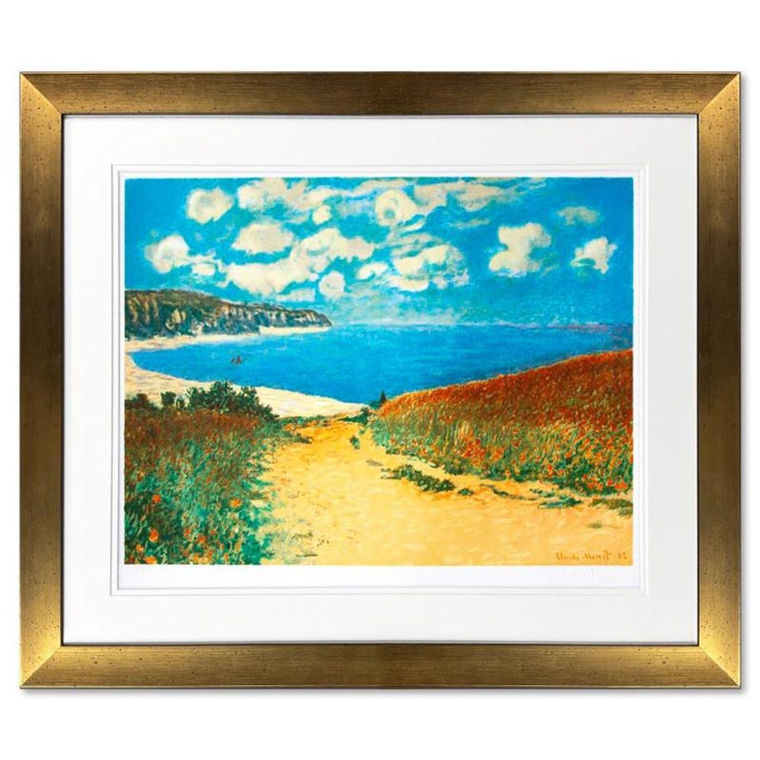 Claude Monet (1840-1926), "Chemin Dans Les Bles A Pourville" Framed Limited Edition Lithograph with: Chemin Dans Les Bles A Pourville is a framed limited edition lithograph on paper by Claude Monet. Printed by Atelier Tete a Tete in Paris and authorized by the Monet Estate and ADAGP Paris , the piece