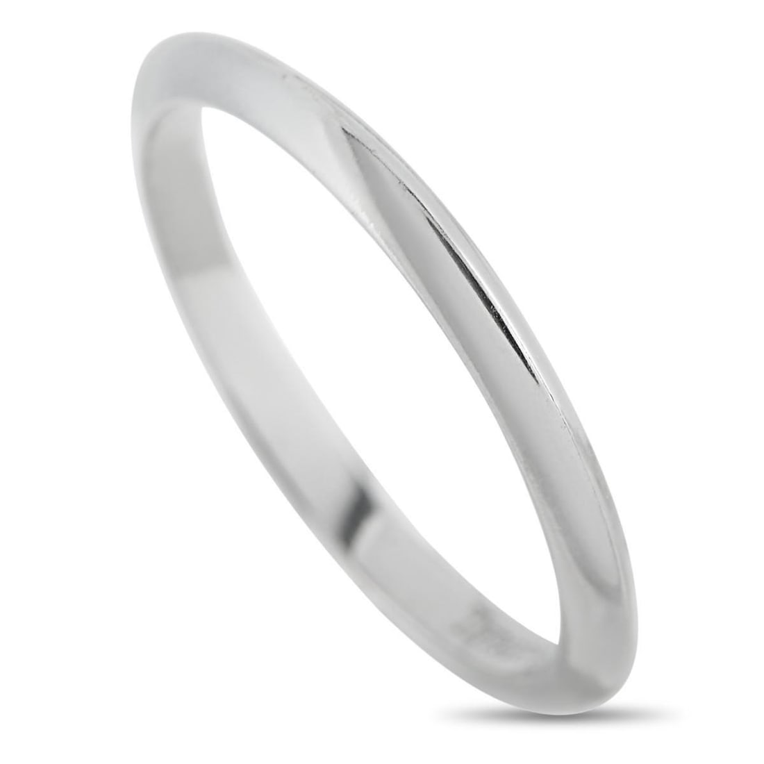 TIFFANY & CO. PLATINUM BAND RING: This sleek Tiffany & Co. band ring is designed to last a lifetime. Ideal for anyone who appreciates minimalist luxury pieces, its crafted from shimmering Platinum and measures 2mm wide.This jewelry pi