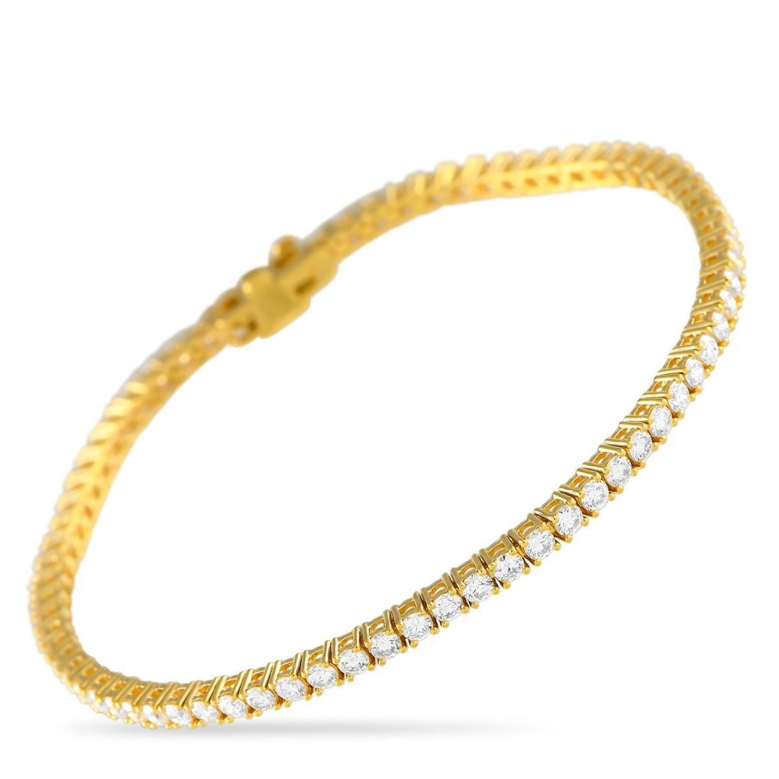 14K YELLOW GOLD 3.05CT LAB-GROWN DIAMOND TENNIS BRACELET: A series of brilliant Lab Grown Diamonds totaling 3.05 carats make this luxury tennis bracelet impossible to ignore. Set in 14K Yellow Gold, this sleek, sophisticated accessory will instantly elevate
