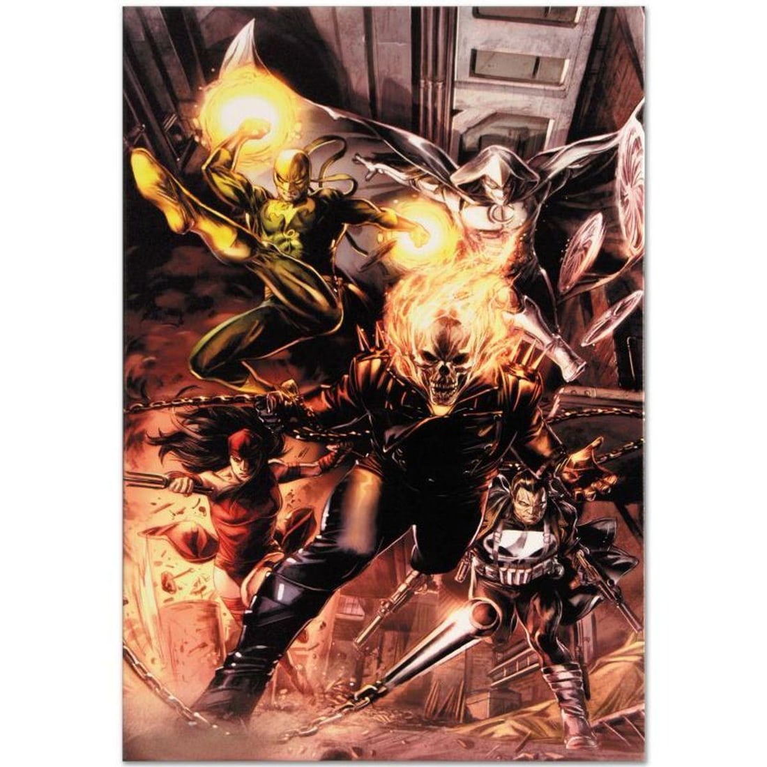Marvel Comics "Heroes For Hire #1" Numbered Limited Edition Giclee on Canvas by Doug Braithwaite: A piece of comic book history, this limited edition, from original art by Doug Braithwaite, depicts action-packed power figures. Doug Braithwaite started out working on British comics, like 2000 AD an