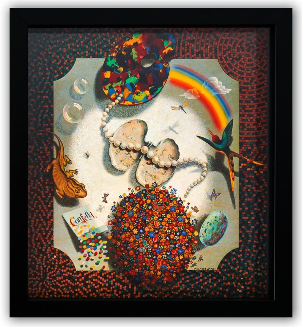 Victor Vasarely- Heliogravure Print "Untitled": Artist: Victor Vasarely. Medium: Heliogravure Print. Title: Untitled. Size: 11" x 10". Measures approx. 13" x 12" (framed). Additional: Custom Framed. Reference#: 21547.