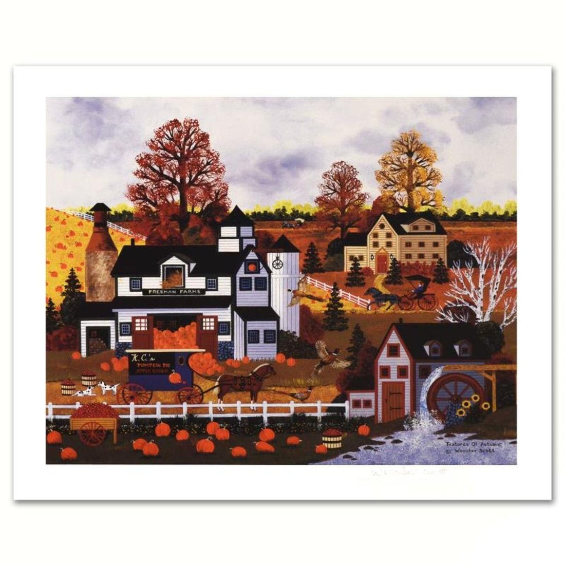 Jane Wooster Scott, "Textures of Autumn" Hand Signed Limited Edition Lithograph with Letter of: Textures of Autumn is a limited edition lithograph on paper by Jane Wooster Scott. The piece is hand signed and numbered and comes with a letter of authenticity. Measures approx. 16" x 14" (with borde