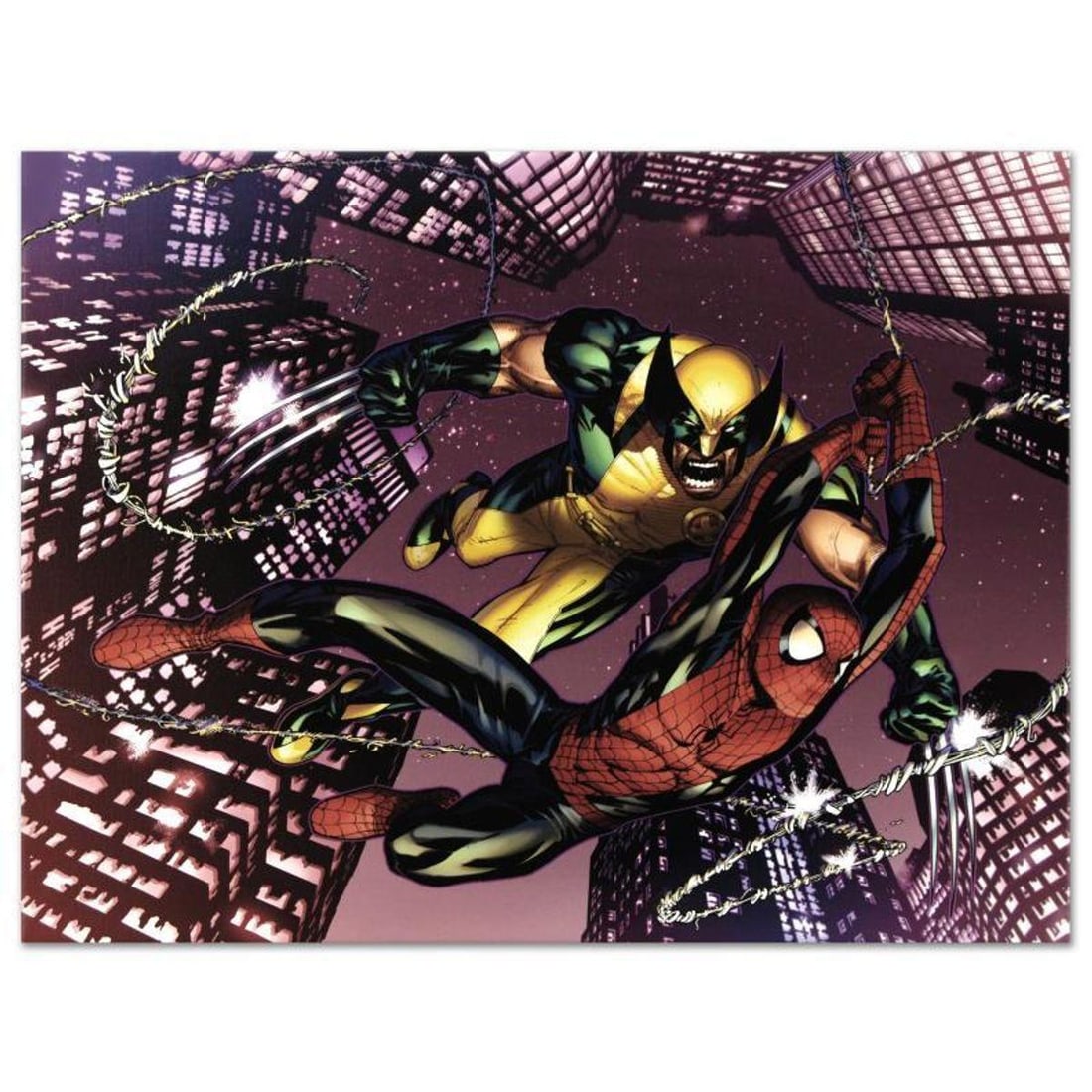 Marvel Comics "Astonishing Spider-Man & Wolverine #1" Numbered Limited Edition Giclee on Canvas by: A piece of comic book history, this limited edition, from original art by Adam Kubert, depicts the heroic Spider-Man and Wolverine. Adam Kubert began his professional comics career at age 12 as a lett