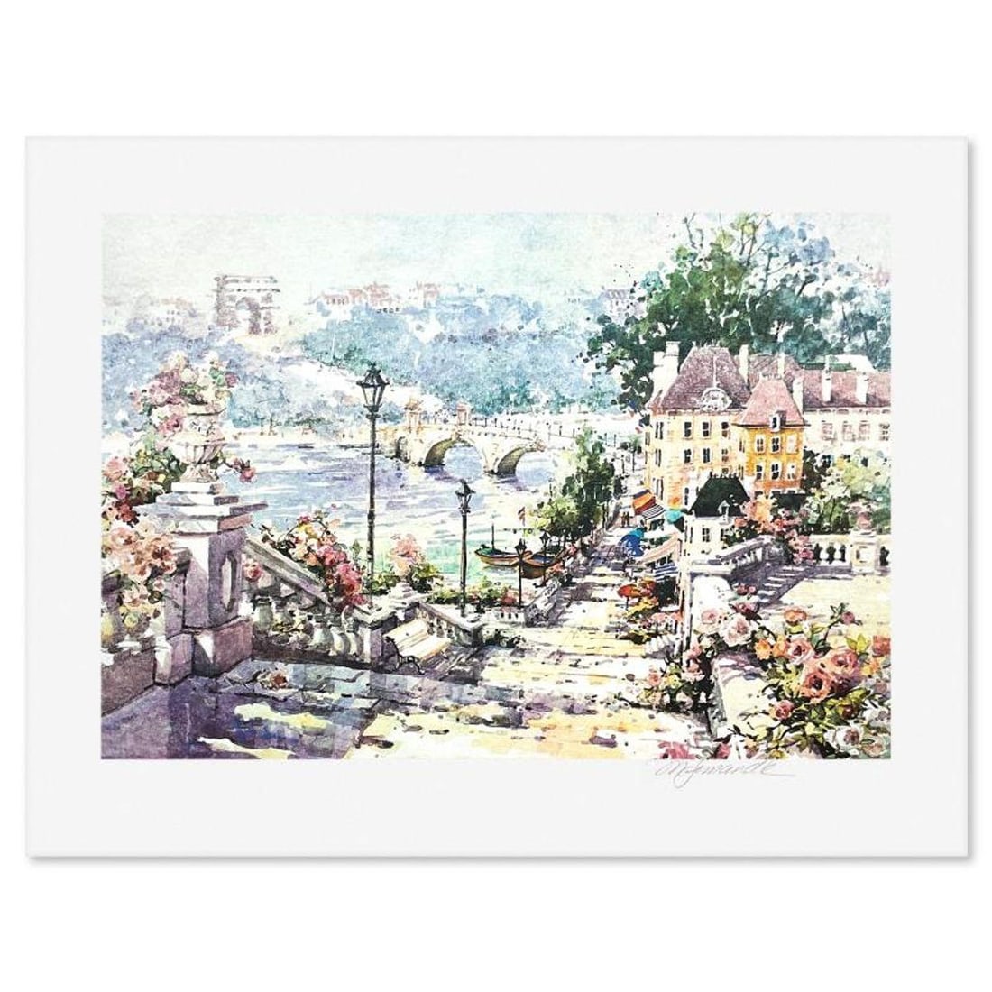 Marilyn Simandle, "Paris View" Limited Edition Serigraph, HC Numbered and Hand Signed with Letter of: Paris View is a limited edition serigraph on paper by Marilyn Simandle, HC numbered and hand signed by the artist. Includes Letter of Authenticity. Measures approx. 18.5" x 24" (border), 14" x 20" (im