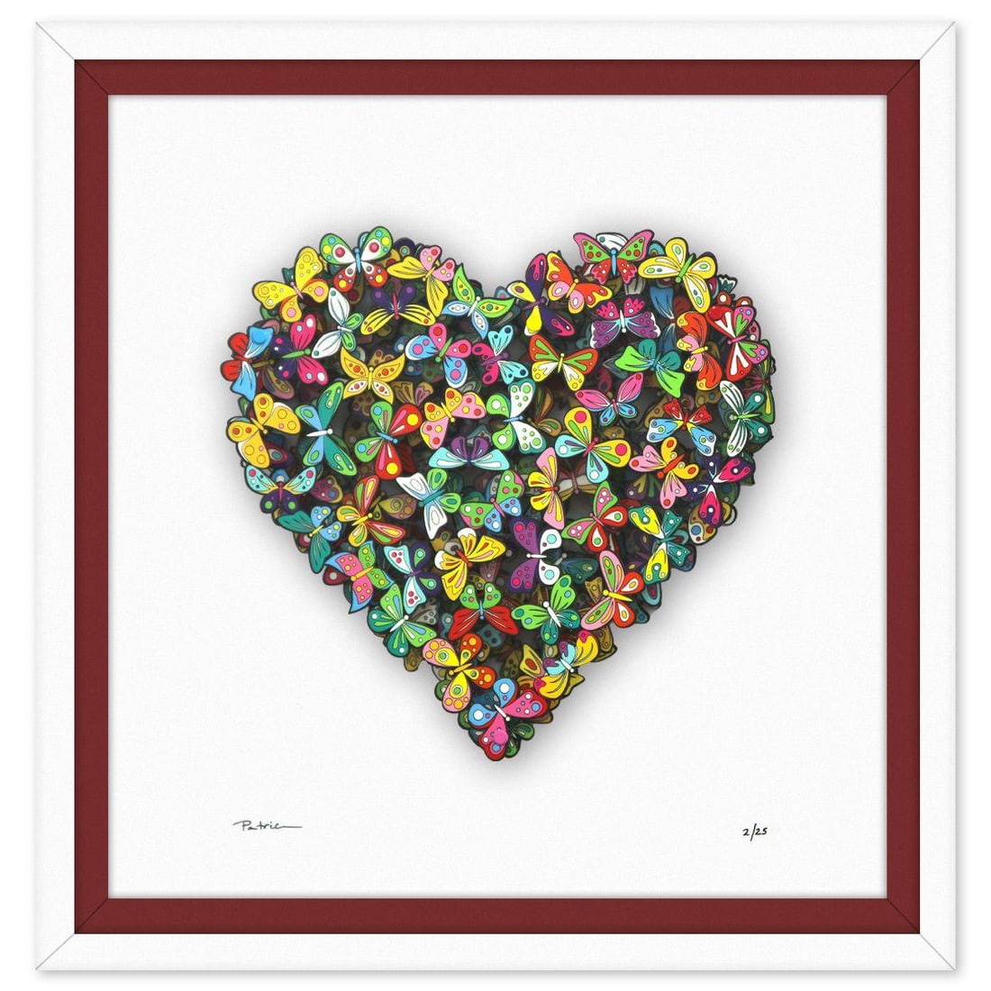 Patricia Govezensky- 3D Multilayered Woodcut "Love in Paradise": Artist: Patricia Govezensky. Medium: 3D Multilayered Woodcut. Title: Love in Paradise. Size: 12" x 12". Measures approx. 20" x 20" (framed). Signature: Hand Signed and numbered by the artist. Certific