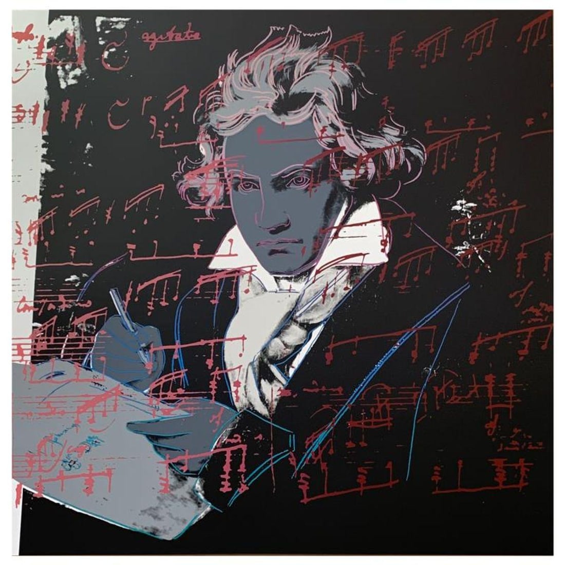 Andy Warhol "Beethoven" Limited Edition Silk Screen Print from Sunday B Morning.: Beethoven II is a limited edition silk screen print on museum board from Sunday B Morning featuring the works of Andy Warhol. The piece is stamped in blue on the back with "Published by Sunday B. Morn