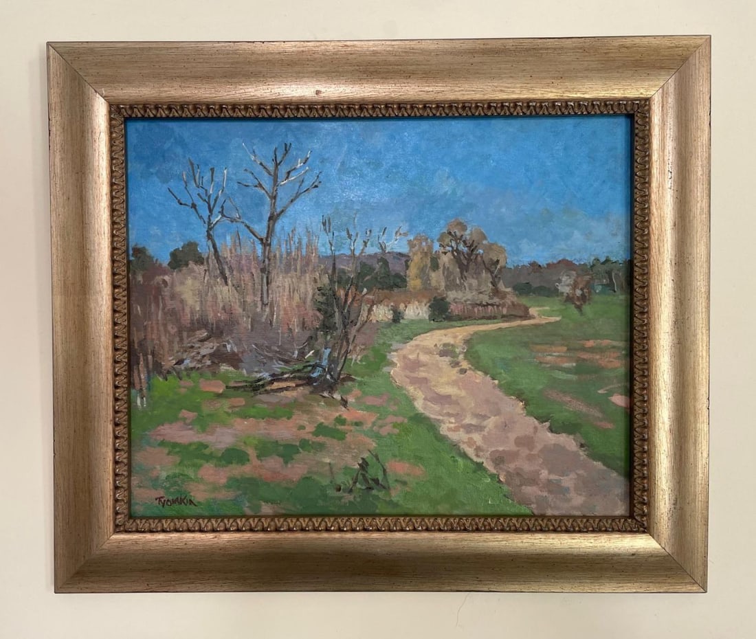 Boris Tyomkin - Oil on Board "Early Spring. Balboa Park, Los Angeles": Artist: Boris Tyomkin . Medium: Oil on Board. Title: Early Spring. Balboa Park, Los Angeles. Size: 16" x 20". Reference#: 81702.