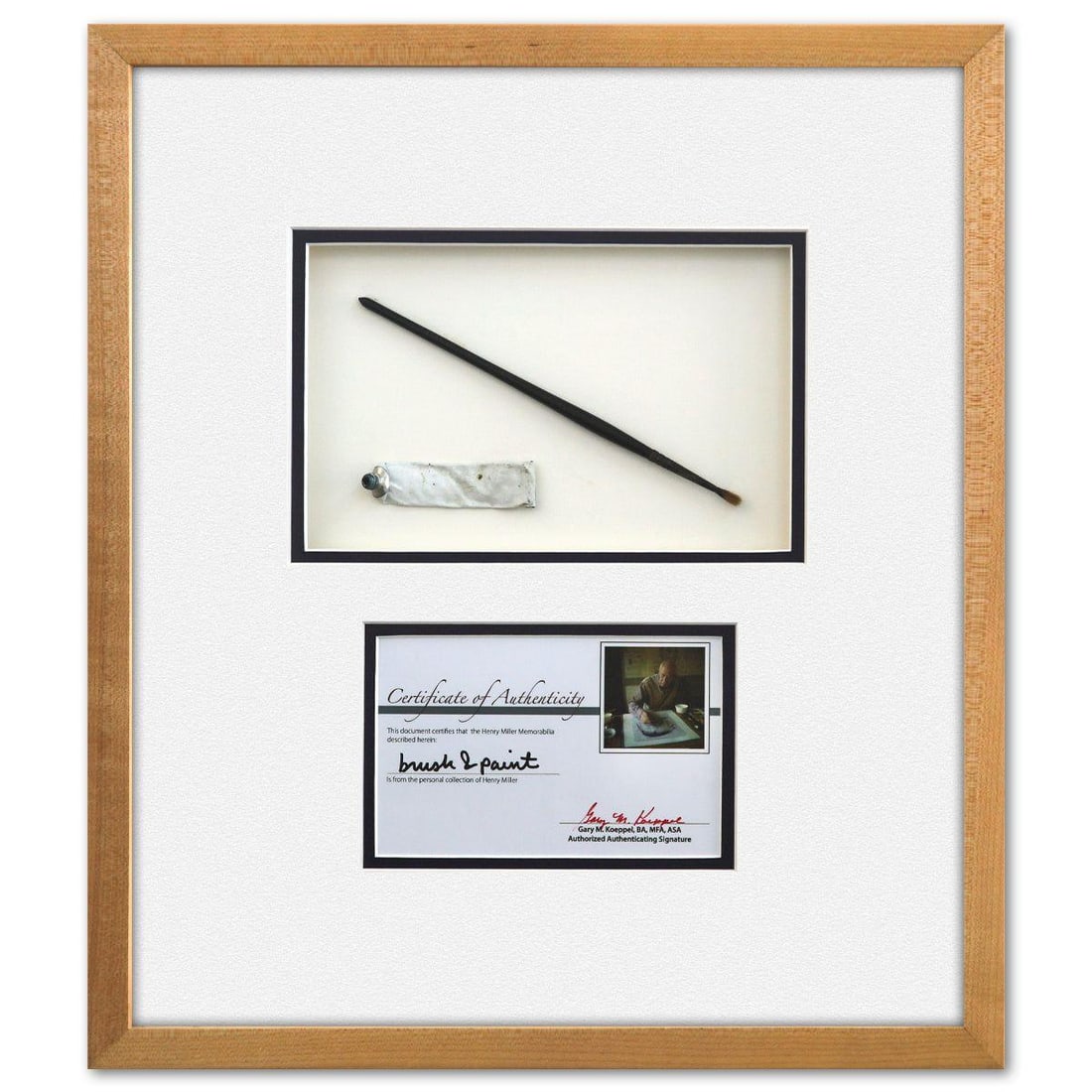 Henry Miller- Mixed Media Collage: Artist: Henry Miller. Medium: Mixed Media Collage. Size: 5" x 8". Measures approx. 17" x 15" (framed). Reference#: 74530.