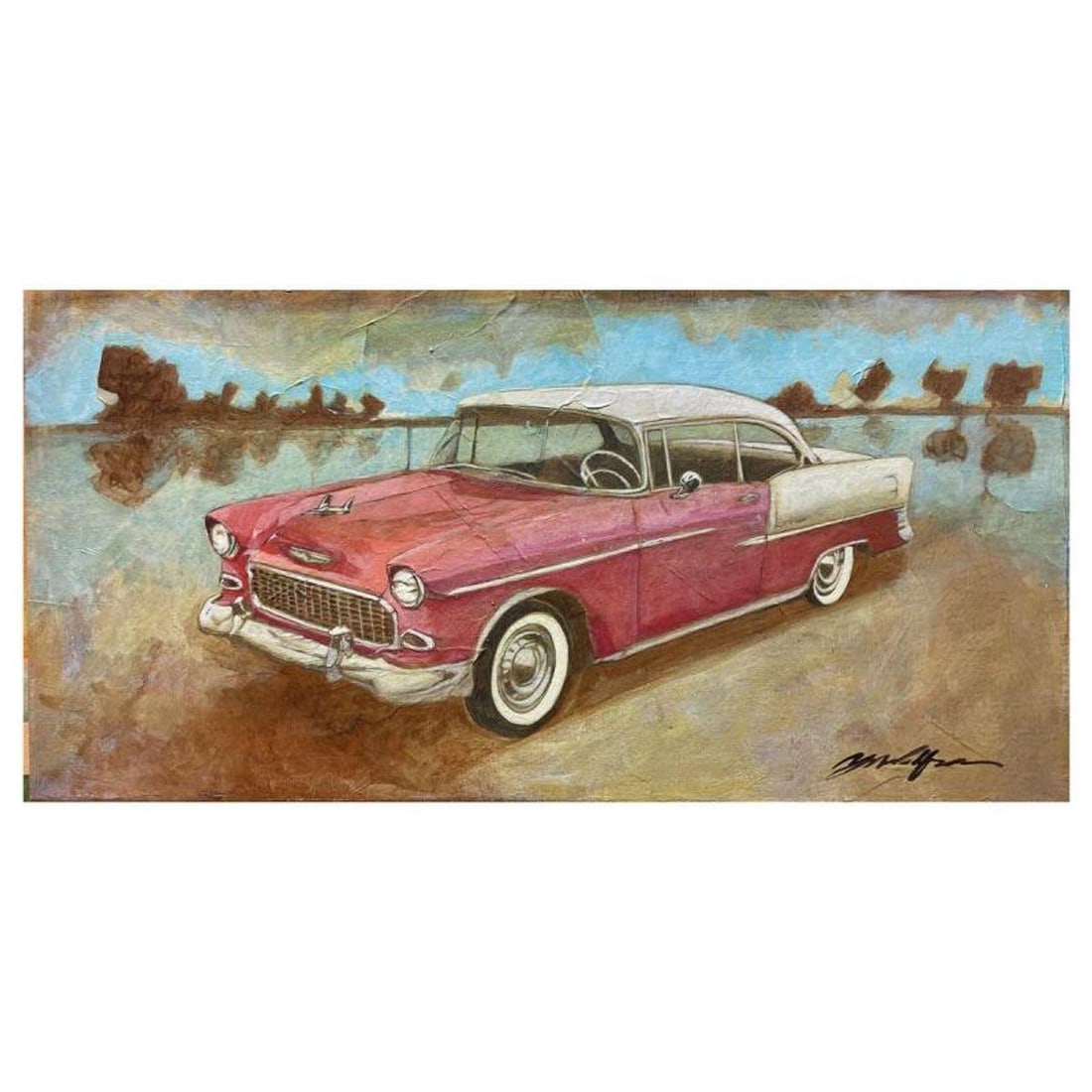 Wolfson, "BelAir" Hand Signed Original Painting on Canvas with Letter of Authenticity.: BelAir is an original painting, acrylic on canvas, by Wolfson. Hand signed by the artist, it is accompanied by a letter of authenticity. Measures approximately 11" x 22 (image).