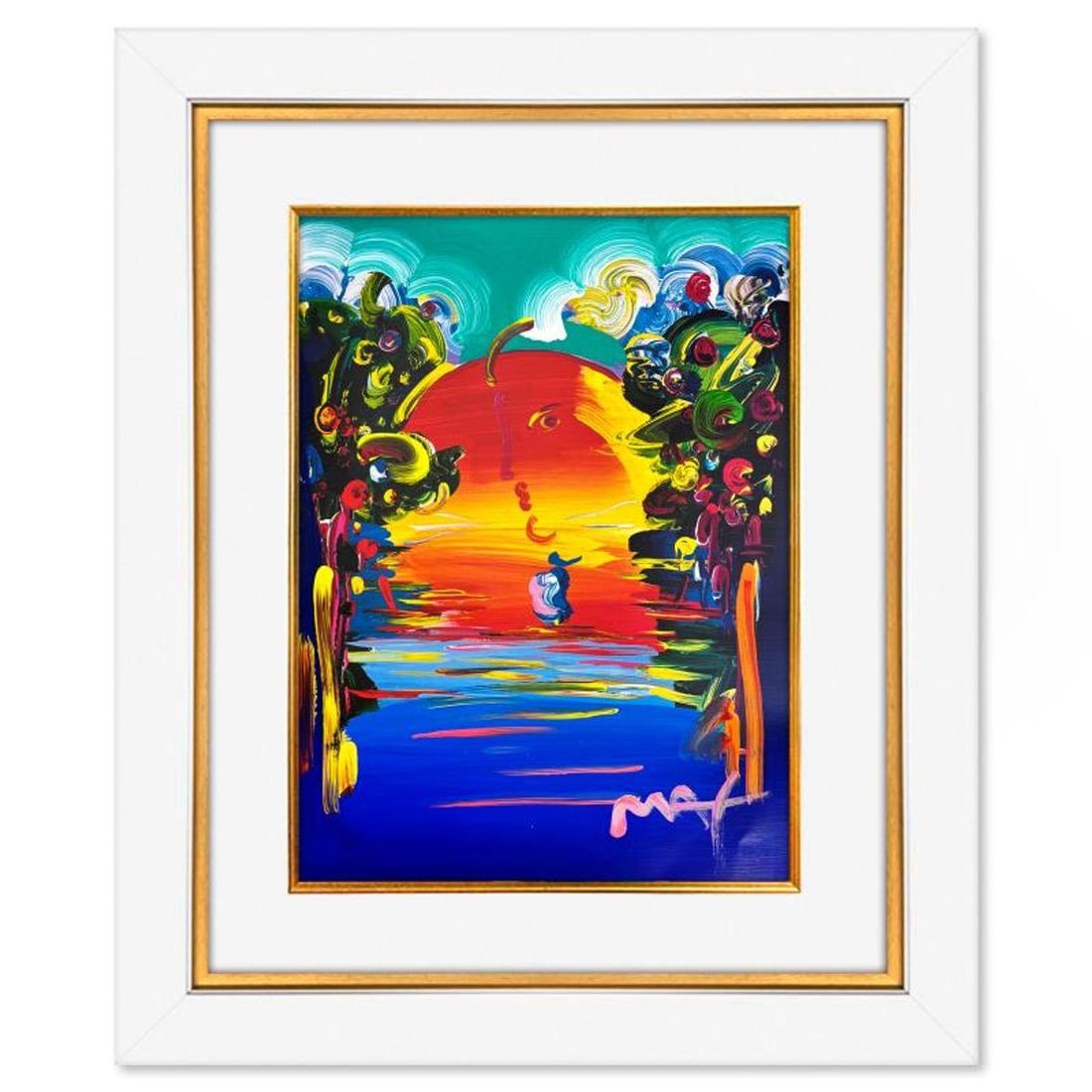 Peter Max, "Better World" Framed One-of-a-Kind Mixed Media, Hand Signed with Registration Number: Better World is a one-of-a-kind mixed media on paper, hand signed by Peter Max. The piece comes custom framed with a backside cutout to display Peter Max Studio registration number 213781 certifying a