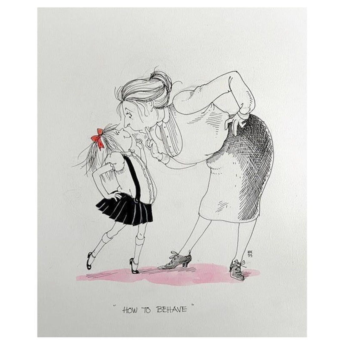 Hilary Knight, "How To Behave (Eloise)" Hand Signed Original Art with Letter of Authenticity.: How to Behave is an original drawing on art board by Hilary Knight featuring the title character from the classic children's book series, Eloise. This piece was utlized in the 2000 book, Eloise's Guid